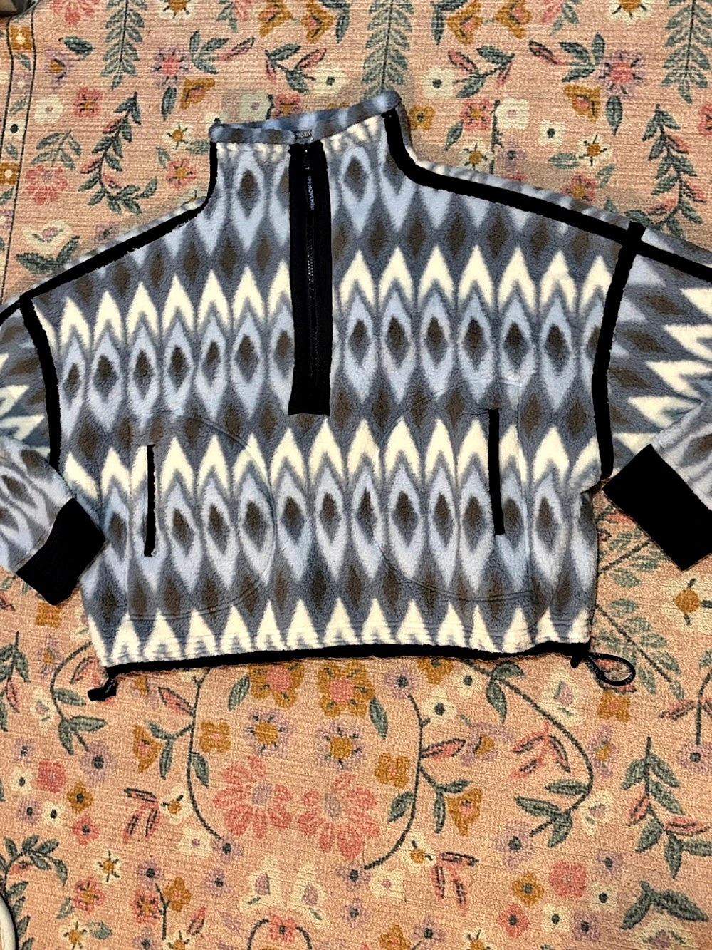 FP Movement Hit The Slopes Printed Fleece Pullover Blue, brown & White -Small